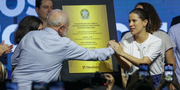 Governadora Raquel Lyra e presidente Lula celebram inauguração da fábrica de medicamento recombinante na Hemobrás
