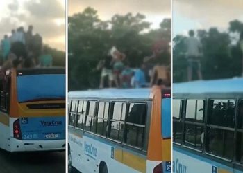 Jovens são flagrados em cima de ônibus em movimento na Br-101