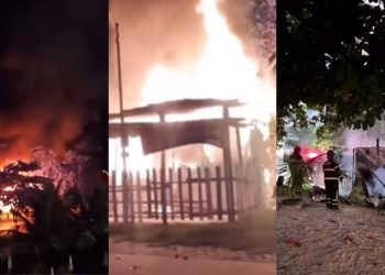 Incêndio atinge ponto comercial na orla do Janga, em Paulista, na madrugada desta quarta (15)