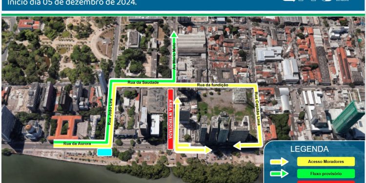 CTTU anuncia nova circulação para Rua da Aurora devido às obras de requalificação da Avenida Mário Melo