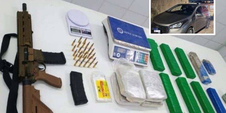 Grávida e dois homens são presos com 12 kg de maconha e fuzil em Jaboatão dos Guararapes