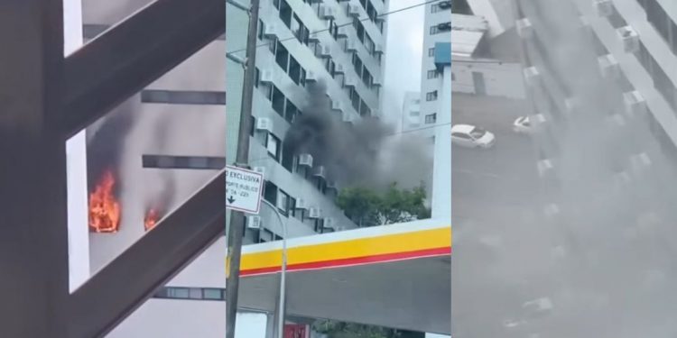 Incêndio atinge apartamento no bairro da Torre, no Recife