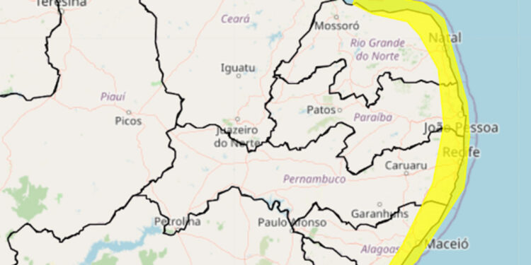50 municípios de Pernambuco estão em ‘perigo potencial’ de chuva, aponta Inmet