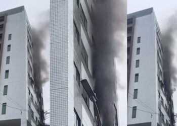 Incêndio atinge prédio residencial no bairro da Encruzilhada