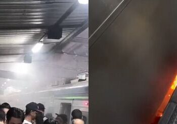 Trem do Metrô do Recife pega fogo em Cavaleiro e assusta usuários