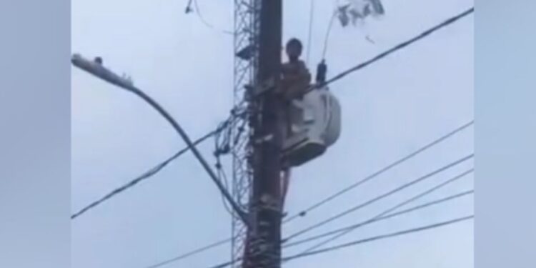 Menino de 8 anos leva choque ao subir em poste para pegar pipa