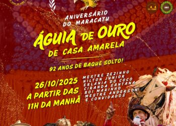 92 anos de Baque Solto: Maracatu Águia de Ouro de Casa Amarela celebra sua história e resistência cultural