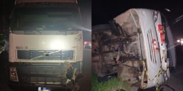 Acidente entre ônibus e carreta deixa 16 feridos na BR-232