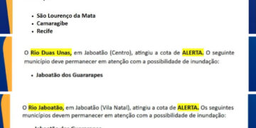 Rio Capibaribe atinge cota e coloca Recife, Camaragibe e São Lourenço da Mata em risco de inundação