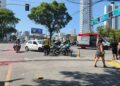 Colisão entre carro e moto interdita via local da Agamenon Magalhães, no Espinheiro, nesta segunda-feira (17)