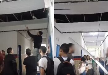 Forro de PVC de escola estadual do Recife desaba por conta de ventos fortes