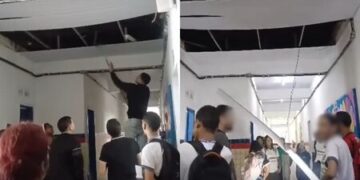 Forro de PVC de escola estadual do Recife desaba por conta de ventos fortes